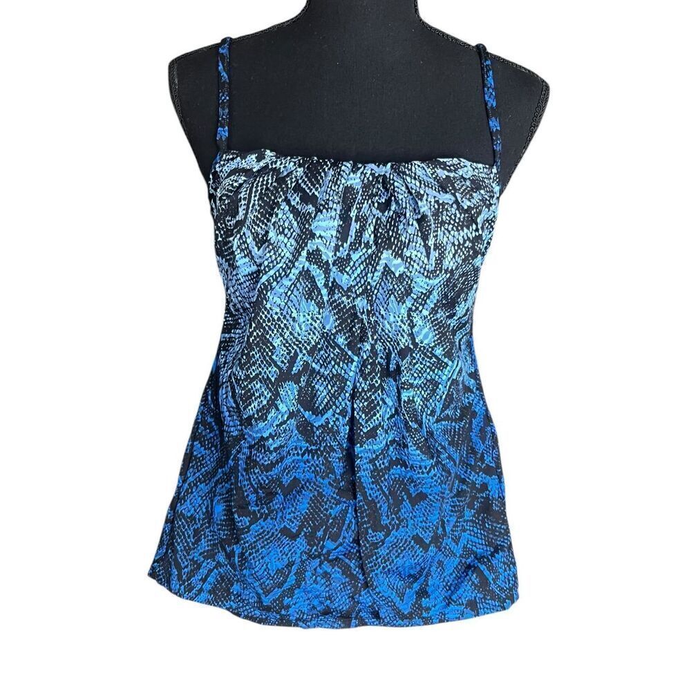 Miraclesuit Women's Boa Blues Jubilee Square Neckline Tankini Top Size 10 New